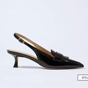 Ann Taylor Leather Kiltie Slingback Pump